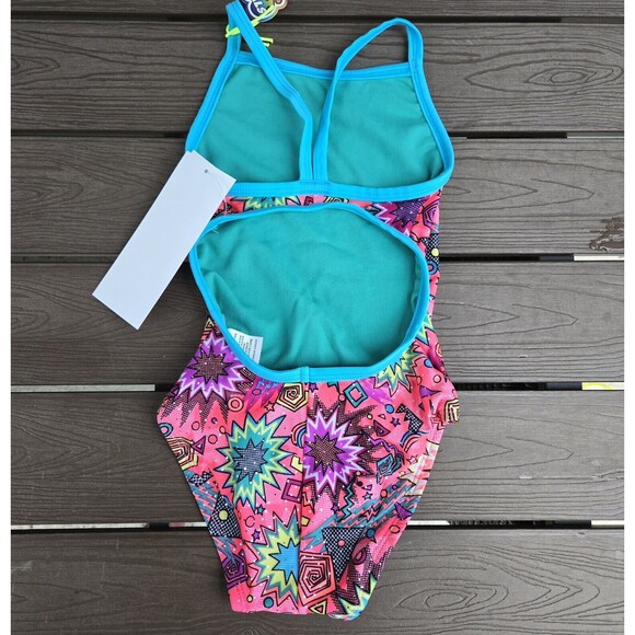 TYR The Finals Women Dynamite Foil Swimsuit Pink/multi Flutterback 38 New - Picture 2 of 2